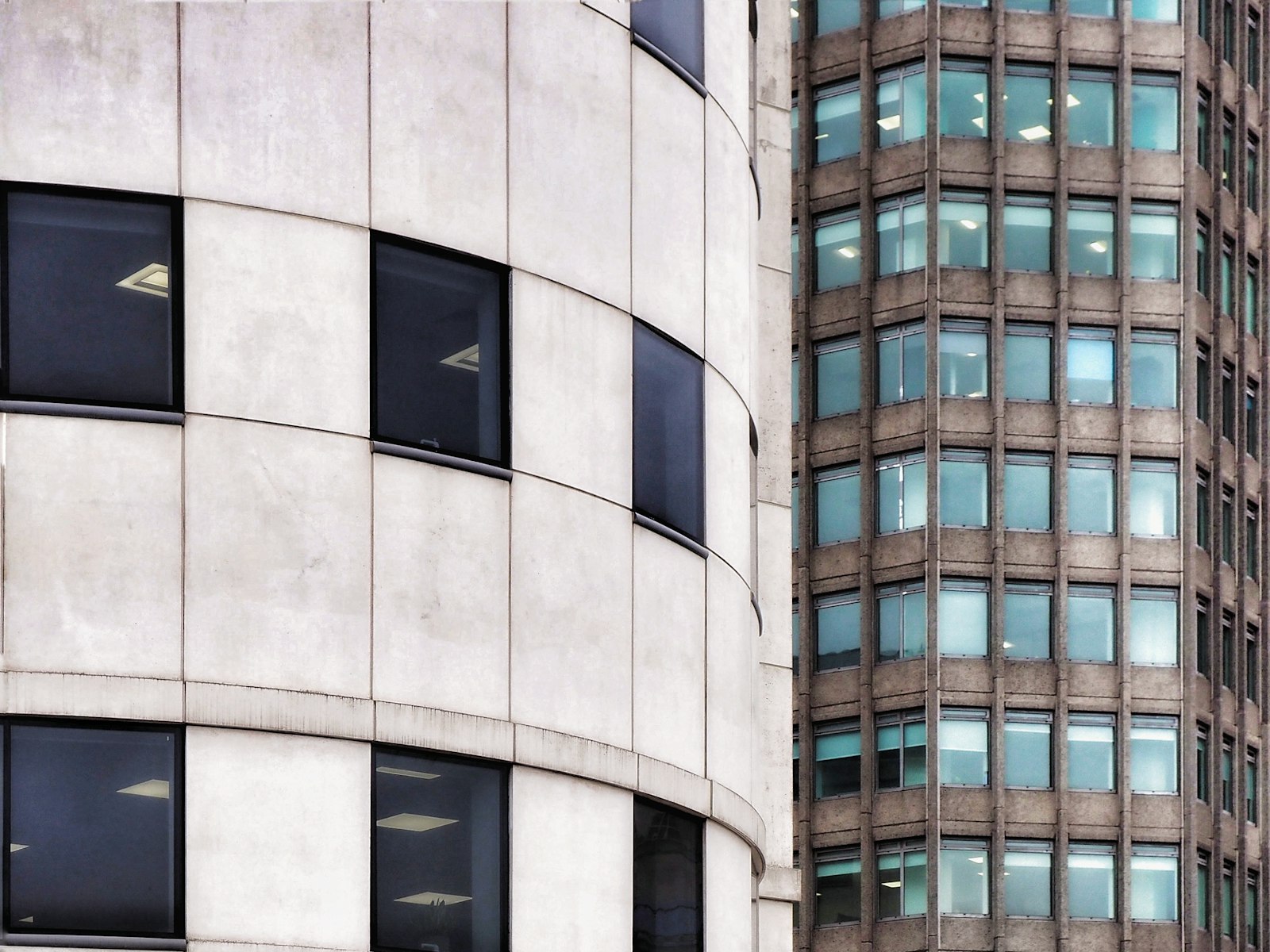 Modern commercial office buildings with glass facades